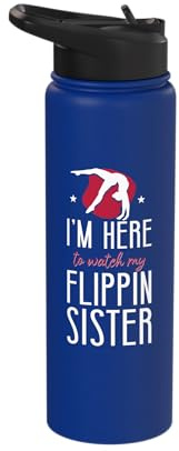 Gymnastics Brother Sister I'm Here To Watch My Flippin Stainless Steel Insulated Water Bottle