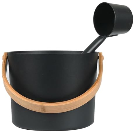 Sauna Aluminum Bucket - 7L Deluxe Spa Pail with Long-Handled Spoon Set | Traditional Infuser, Heat Resistant Metal Ladle, Luxury Wellness Accessory for Sauna Rooms and Clubs