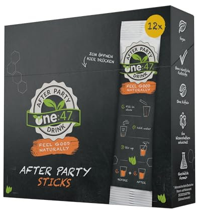 one:47® After Party Drink | 12 Sticks | Basisches Elektrolyte Getränk mit hochkonzentrierten Pflanzenextrakten, Vitaminen & Mineralstoffen | Rehydration & Fitter sein