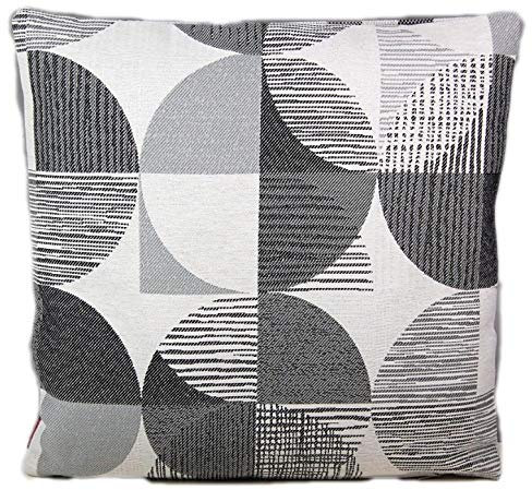 Hossner Kissenhülle 50x50 cm Meike Taupe Kreise Streifen Kissenbezug Sofakissen Cushion Case (50 x 50 cm)