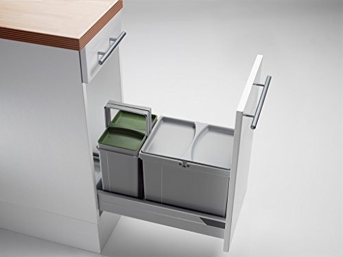 WESCO Pullboy Vario Einbauabfallsammler alugrau mit Einzeldeckel und Einlegematte (25 Liter)