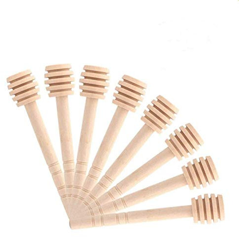 Fdit 50 Pcs/Satz Haushalt Holz Tragbare Mini Marmelade Honig Dipper Jar Dispensing Sammeln Rührstab Stick Mino Dispense Drizzle Honig(10CM)