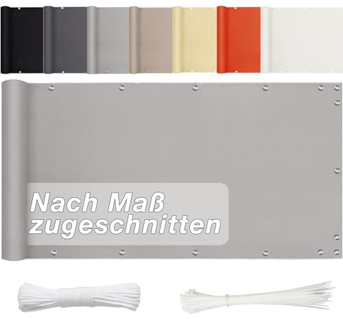 Aiyaoo Zaunblende für Balkon und Terrasse 90cm x 800cm- Balkumrandung Sichtschutz Und Windschutz, Robuste Blend, Deko für Balkongeländer, Terrasse & Garten - Grau
