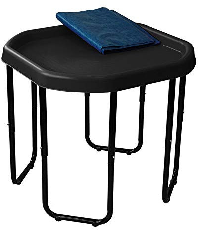 Children's Plastic Sand & Water Mixing Play Tray - BLACK - 70cm x 70cm with 3 Tier Height Adjustable Stand and Protective Cover Sheet.