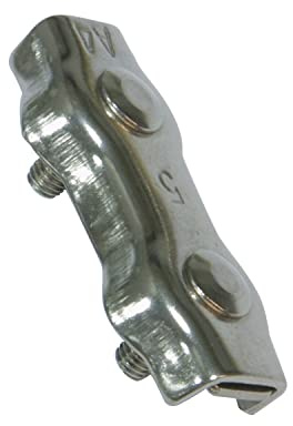 Amig - Pack de 2 Sujetacables Planos Dobles de Acero Inoxidable Mod.30110 para Aparejar Cuerdas, Cables o Alambres Metálicos - Perrillos o Abrazaderas Ajustables de Tuerca - Medida: Ø 3 mm
