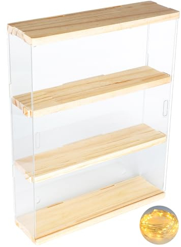 DuvinDD Acrylic Display Case Clear Figure Display Case Lego Display Shelves with Sliding Door, Wall Mounted Dustproof Trinket Shelf for Miniature Hot Wheels for Home Bedroom Decor(11.8x3.3x14.8inch)