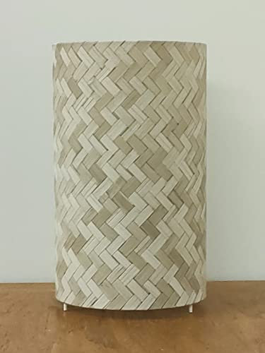 lampe tube motif imitation cannage - natte en osier lampe chevet - lampe d'appoint - idée cadeau noël anniversaire déco