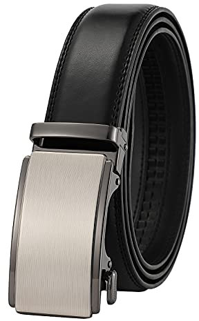 guvoosm Gürtel Herren,Leder Automatik Gürtel Für Herren Business Anzug -3,5cm Breite-888-110-Black 138