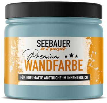 SEEBAUER diy Wandfarbe Türkis 300ML für Innen (No. 781 Tourqoise Dream) Edelmatte Innenfarbe Blau Grün - Grüntöne sehr hohe Deckkraft - Matt, Abwaschbar und Tropffrei