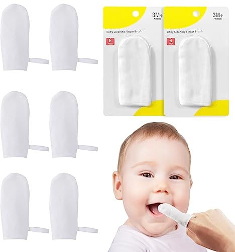 UPIQNG Baby Finger Toothbrush 12Pcs Toddler Gauze Mouth Cleaning Cotton Infant Tongue Scraper Cleaner Newborn Baby Teeth Gingiva Cleaning Tool