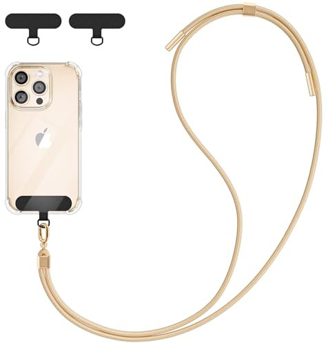 DiDaDi Chaîne de téléphone Portable Universelle à Porter Autour du Cou - Convient pour Tous Les Smartphones - Cordon Porte-clés avec 2 Coussinets - Compatible avec Toutes Les lanières de Smartphone