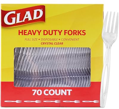 Glad Clear Heavy Duty Disposable Plastic Forks, Standard Size, 70 Count
