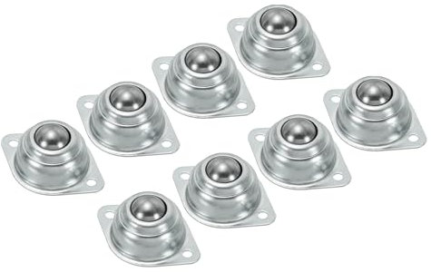 PATIKIL Roller Ball Transfer Bearing 5/8, 8 Pack Load 33lbs Flange Mounted Carbon Steel Rotation Caster Unit for Conveyor Roller Stand Transmission