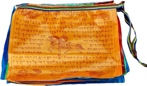 InDmar Outdoor-Flaggen, Gebetsfahnen, Tibet-Flagge, lang, 8,4 m, 30 Seiten, Flaggen, handgefertigt, Buddhismus-Dekoration, Meditation for Zuhause, Wohnzimmer, Garten, Hofdekoration