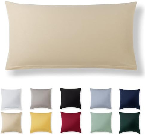 Alreya Kissenbezug 40 x 80 cm - Beige - 100% Jersey Baumwolle - Kissenhülle für Kissen 40x80 cm, Jersey Kopfkissenbezüge, Superweicher Kissenbezug 40x80 mit Reißverschluss