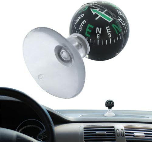 Rurunklee Boussole de tableau de bord de voiture, boussole pour tableau de bord, boussole sphérique pour montage sur tableau de bord, avec ventouse, ornements de tableau de bord, pour voiture, bateau,