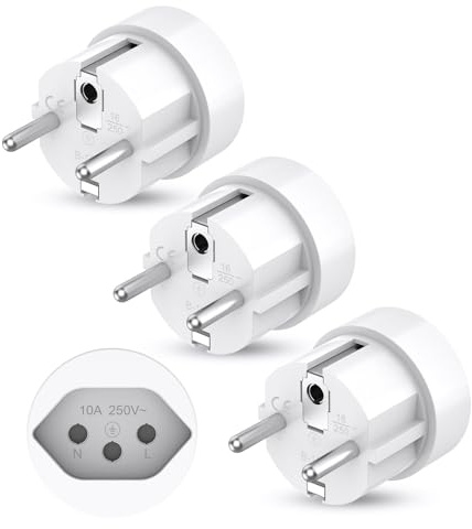 Reiseadapter Schweiz auf EU Adapterstecker, 3 Stück Schweiz auf EU Reisestecker Adapter, Liechtenstein auf EU Adapterstecker 3 poliger Schweizer Stecker auf 2 polige DE Buchse Schweizer Steckdose
