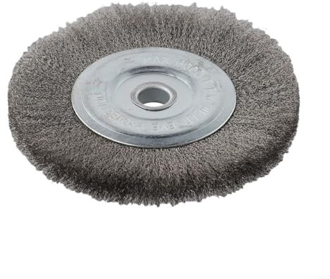 Oniissy Spazzola abrasiva da banco in filo di acciaio inossidabile ondulato da 15,2 cm, foro da 16 mm, per la rimozione della ruggine e la lucidatura dei materiali non