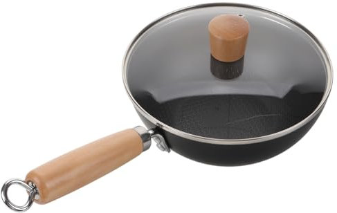 SHOWERORO Small Iron Wok Lid Japanese Style Cooking Pot for Home Use Bottom Fry Pan for Kitchen