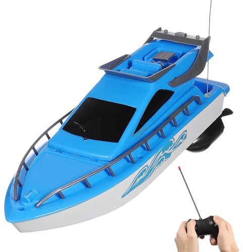 Toddmomy Barca Giocattolo Telecomandata Alta Velocità per Ragazzo Ragazza e Adulti, Propulsore ad Alta Efficienza, Plastica Resistente, per Laghi e Compleanni, Blu Stili multipli