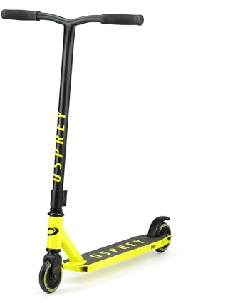 Osprey Patinete de Acrobacias para niños de 8 a 12 años, Freestyle Street Pro 360 Spin, Truco Completo con rodamientos ABEC 5, Amarillo