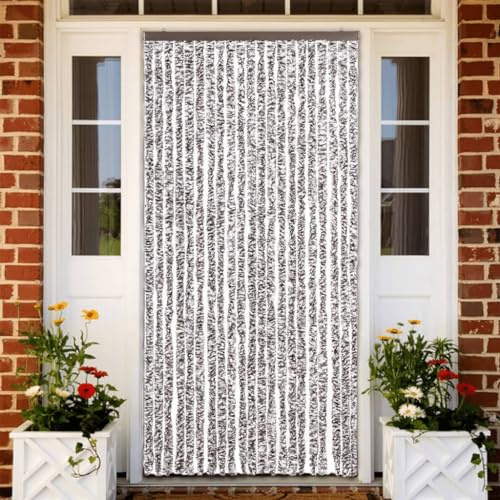 GCHDHAPB Tenda anti-insetti marrone e beige, 90 x 200 cm, ciniglia, decorazione per la casa e il giardino, tende per finestre