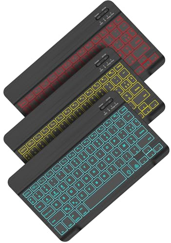 FOGARI Clavier Tablette Bluetooth 10 Pouces - AZERTY Français avec Rétroéclairage Clavier Léger Fin Keyboard pour iPad Samsung Redmi/XiaomiPad HuaweiPad HonorPad pour Lenovo,Fire HD,Noir