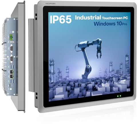 NORQIN 15 Pouces Fanless Panel PC Embeddé Industriel Intégré,écran Tactile Capacitif 10 Points,Ordinateur Tout-en-Un IP65,Windows 10 Pro,USB/LAN/HDMI/COM/GPIO/WiFi/BT(I3-7100U,16G RAM 256G SSD)
