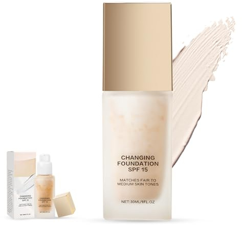 Färgskiftande foundation SPF15, färgskiftande foundation med glycerin för jämnare hud och täcker orenheter