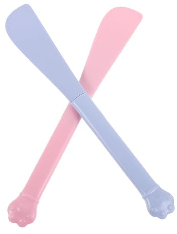MUELODSIC Lot de 2 Cuillères Longues pour Animaux Ouvre-boîte Intégré, Ustensiles en Plastique Bleu et Rose, Cuillères à Nourriture en Conserve pour Chats et Chiens, Pratiques pour Nourrir
