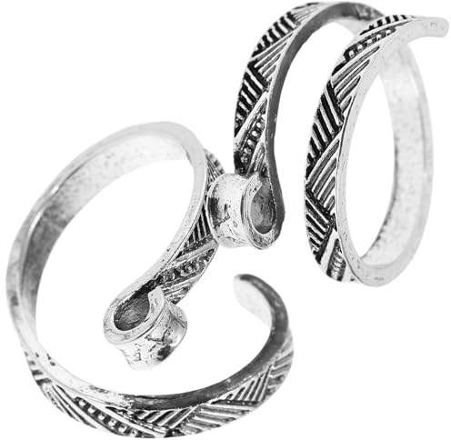 Veemoon Anillo de Bucle para Tejer de 2 Piezas, Herramienta de Guía de Hilo para Crochet Hecho a Mano, Accesorio de Tejido para Dedos, Color Plateado, Ligero y Portátil, Adecuado