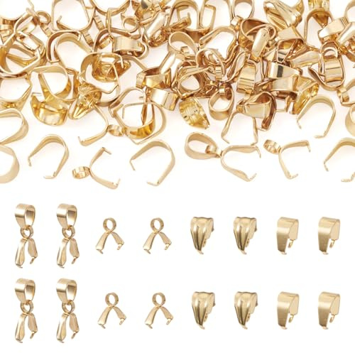 Cheriswelry 80Pcs Pinch Clips Pendant Clasps Stainless Steel Ice Pick Pinch Clasps Pendants Snap On Bails Charms for Necklace Bracelet DIY Jewelry Making