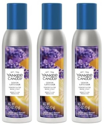 Yankee Candle Concentrated Room Spray Air Freshener, Instant Home Fragrance, Odor Eliminating Spray, Lemon Lavender (Pack of 3)