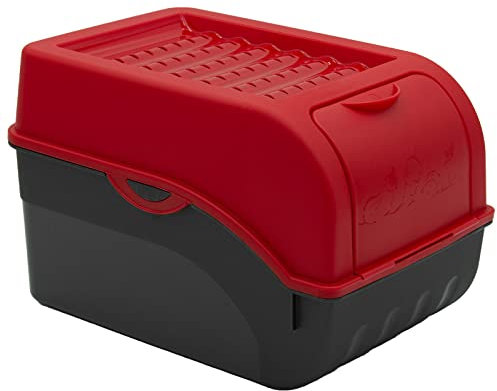 ARTECSIS Kartoffel Aufbewahrungsbox Rot I Gemüsebox Kartoffelbox mit Deckel für ca. 4 kg Kartoffeln + 6 Aufkleber mit Gemüsesorten