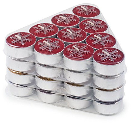 Pajoma Teelichter ''Pyramide'', 4x 10 Stück mit weihnachtlichen Motiven, Weihnachten Durchmesser 3,5 cm