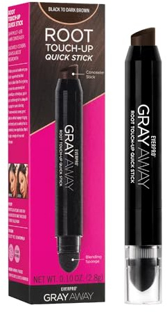 EVERPRO Gray Away Root Touchup Quick Stick, Black/Dark Brown, 0.1 Oz