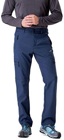 TRAILSIDE SUPPLY CO. Men's Fleece Lined Insulated Pants Softshell Pants,Water and Wind-Resistant Dark Blue Size Small