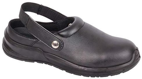 Unisex Hygiene Clogs Safety Steel Safety Toe Cap Anti Static Lightweight Breathable EN20345 Comfortable Easy to Clean Food Shoes Medical, Food and Catering (Black, Numeric_4)
