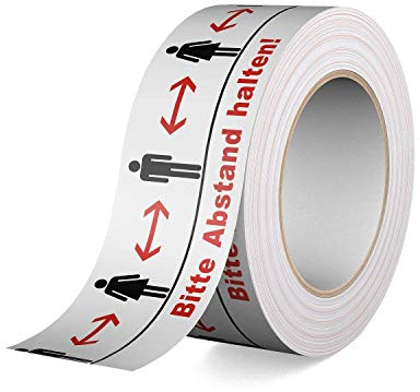 Warnband - Bodenklebeband - Bitte Abstand halten! 66m Rolle, 50mm breit