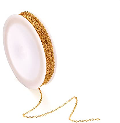 Craftdady 32,8 fot guldkabel kors kedja mässing oval länkkedja 2 x 1,5 mm för tofs hänge halsband armband smyckestillverkning