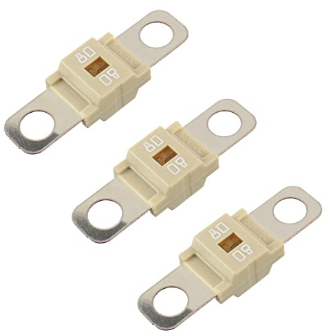 BOJACK Midi - Fusibili ad alta corrente Bolt-on Fusibile 80A Amp Bianco per Auto, Camion, Veicoli da Costruzione, Autobus, Roulotte (Confezione da 3 80A)