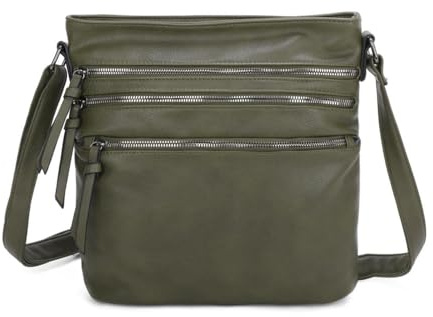 Damen Tasche Shopper Schultertasche Umhängetasche Crossover Crossbody Henkeltasche Beuteltasche Handtasche City Bag Reise Kunst-Leder Olivgrün