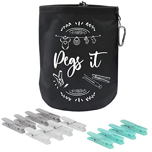 Borsa grande con 144 mollette in plastica resistente per lavare la linea per fissare fino a 300 mollette da bucato, sacchetti da appendere con mollette