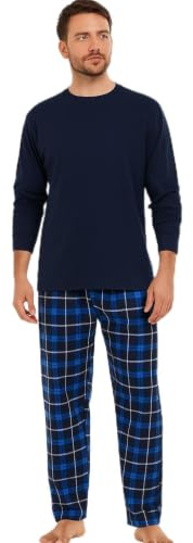 Gaffer Mens Pyjama Set Long Sleeve Pjs Loungewear Check Woven Nightwear