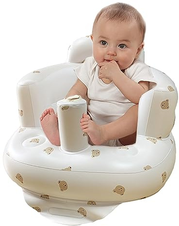 Siège Gonflable Bébé 3-36 Mois | Canapé, Apprentissage, Bain, Salle à Manger - Portable, Anti-Chute, Jouet Ours