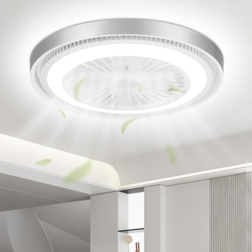 Litglobe Ventilatore da Soffitto con Luce,50W Ventilatore da Soffitto con Luce e Telecomando & APP,Ultra-Silenzioso|6 Velocità| Motore DC Reversibile|Dimmerabile Plafoniera con Ventilatore,Ø51cm