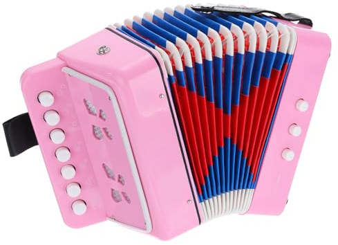 sourcing map Accordion 10 Keys Button Accordion Mini Musical Instrument Gifts for Adults Beginners Educational, Light Pink