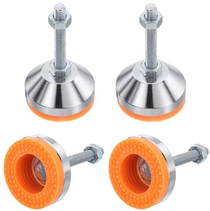 QUARKZMAN 4 patas de nivelación ajustables para cargas pesadas, base de 50 mm de diámetro, rosca M8 x 50 mm, patas de nivelación de muebles antideslizantes para banco de trabajo, máquina, armario