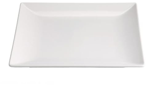 PEGANE Lot de 12 assiettes carrés LAURA, assiette service de table en porcelaine blanche - Longueur 26 x largeur 26 x Hauteur 2,5 cm