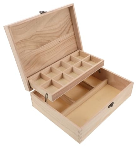 Gatuida BoîTe À Bijoux En Bois Naturel Avec Compartiments Spacieux Pour Colliers Bagues Et Boucles D’Oreilles Rangement Polyvalent Pour Maison Et Voyage 11.02X8.66X3.50 Pouces